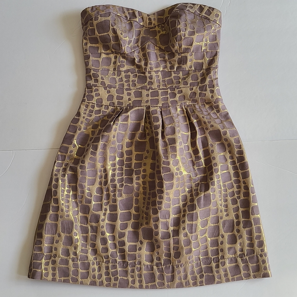 American Eagle 00 Mauve Cream Tan Gold Sleeveless mini dress Vegas date night
